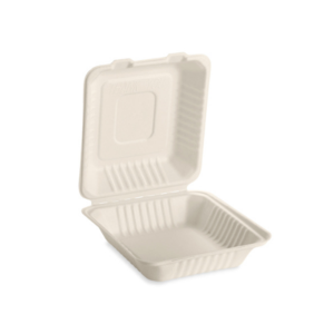 Emerald Ecovations Compostable Hinged Microwavable Take Out Food Containers 8 x 8 x 3