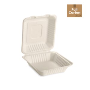 Emerald Ecovations Compostable Hinged Microwavable Take Out Food Containers 8 x 8 x 3