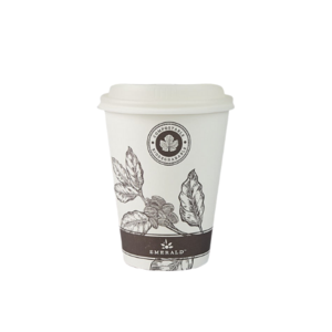 Emerald Ecovations FSC Certified Compostable Disposable Hot Coffee Cups 12oz