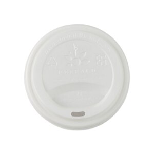 Emerald Ecovations Compostable PLA Universal Dome Lids for Disposable FSC Certified Hot Coffee Cups